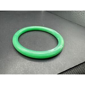 Vintage Natural Green Jadeite Jade Gemstone Bangle Bracelet Jewelry Sz 8 1/4"